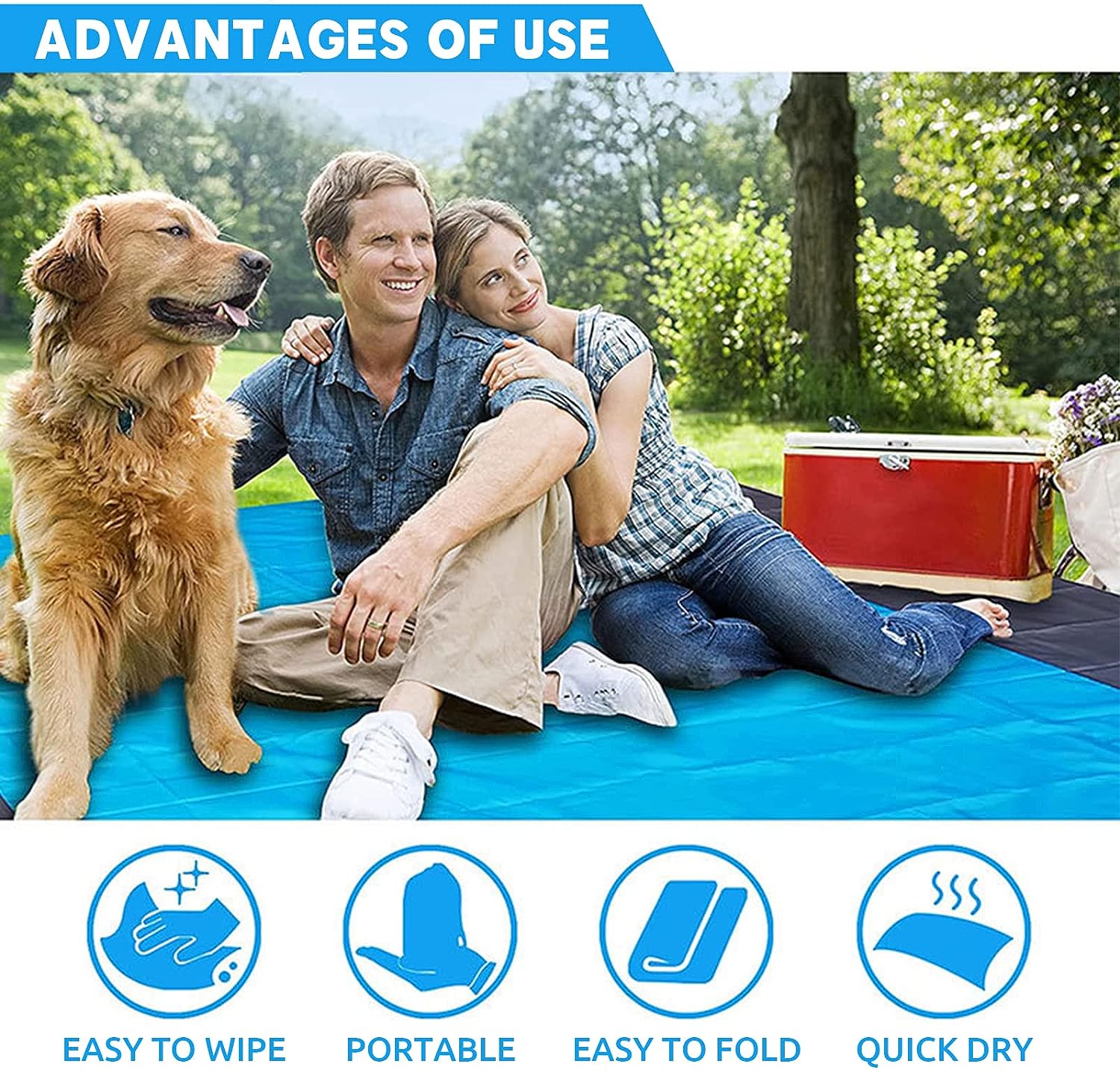 SYCHENG Beach Blanket Waterproof Sandproof Extra Large Picnic Mat Quick Drying Beach Mat Sand Free with 4 Stakes for Outdoor Travel Camping Hiking 