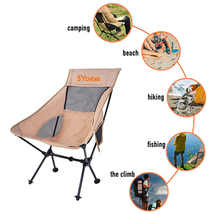 SYCHENG Lightweight Folding High Back Camping Chair with Head Support, Stable Portable Compact for Outdoor Camp, Travel, Beach, Picnic, Festival, Hiking, Backpacking (Black)