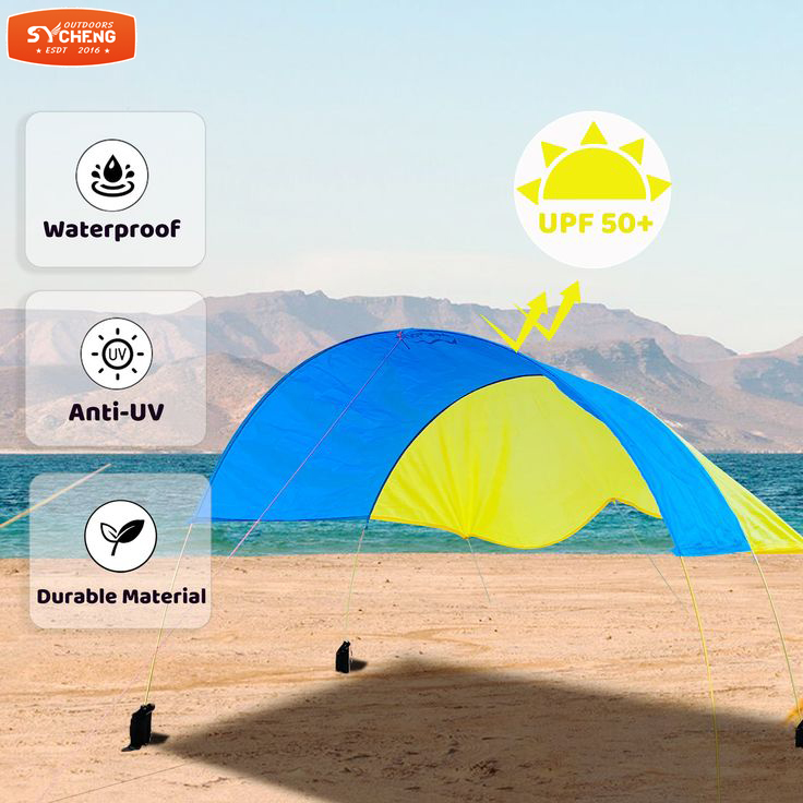 SYCHENG World's Best Beach Shade, The Original Wind-Powered Beach Canopy, Provides 150 Sq. Ft. of Shade, Compact & Easy to Carry, Sets up in 3 Minutes, Designed & Sewn in America