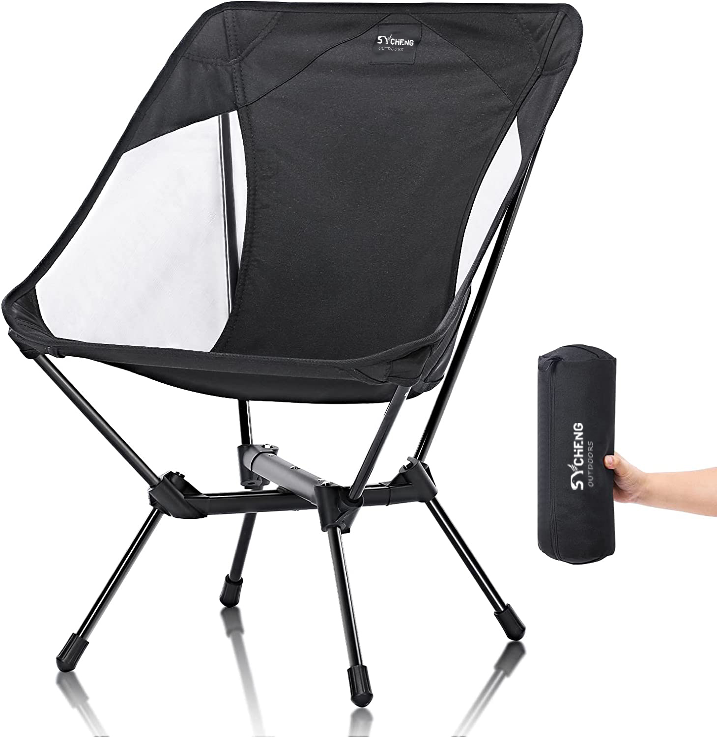 SYCHENG New Portable Camping Chairs with Side Pockets Adjustable Height Foldable Chairs for Backpacking Hiking Beach Camping